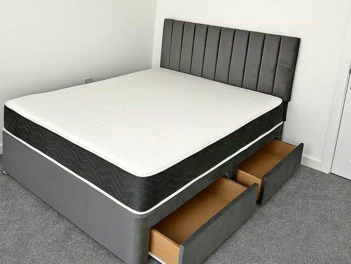 image for ]] Package Price Bed - Divan King Size Bed With Mattress – Optional 2/4 Drawers - Fast Delivery ]]