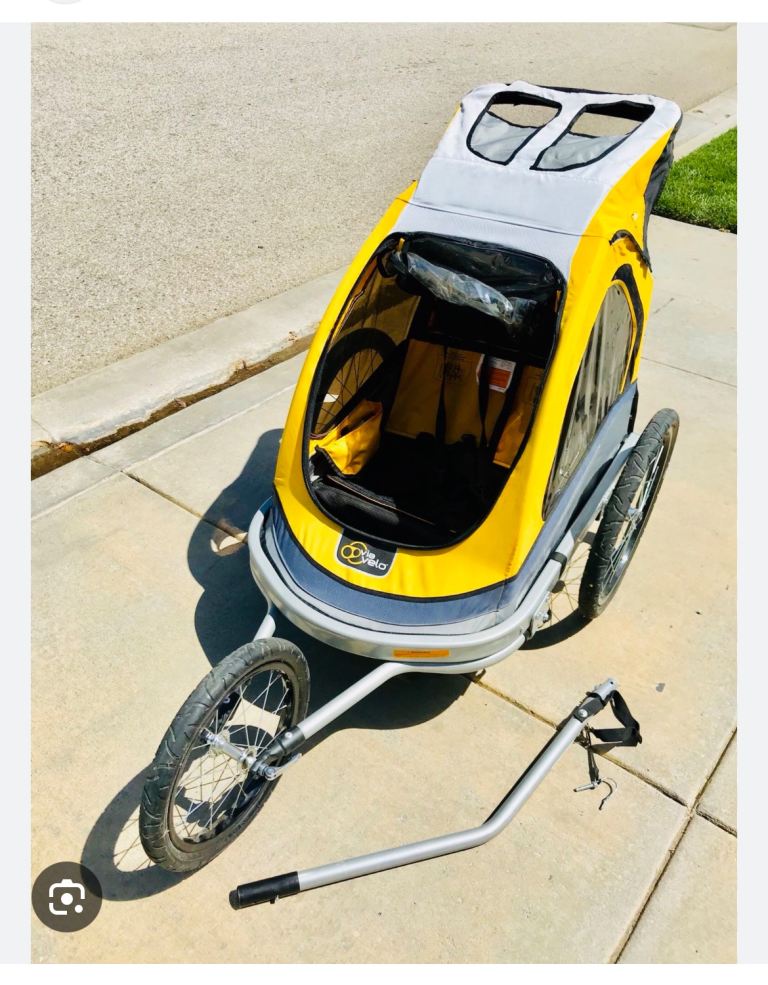 ViaVelo Children's Bike Trailer – Yellow/Grey, Good Condition