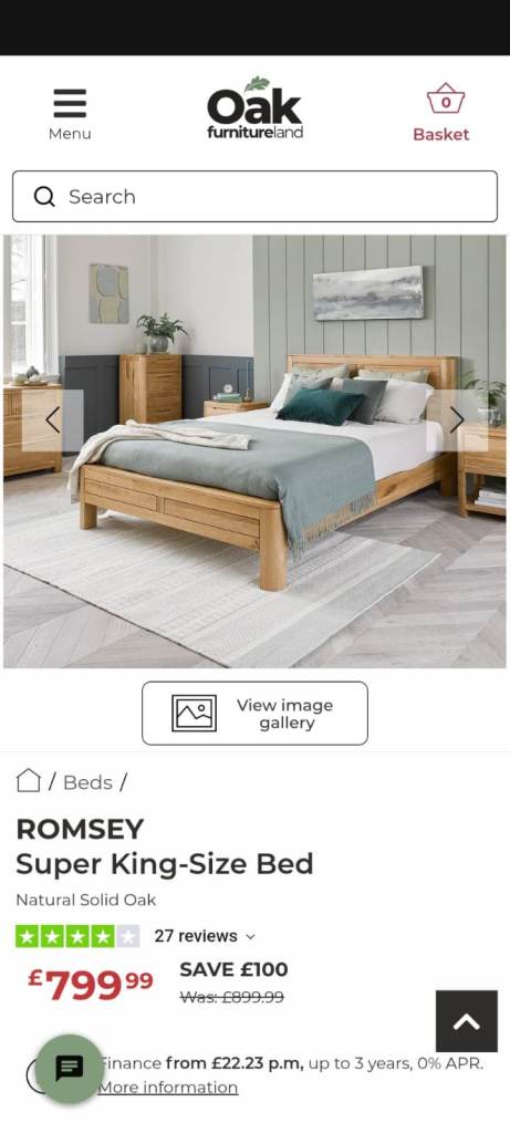Oak Furnitureland Romsey Super King-Size Bed Frame – Solid Oak