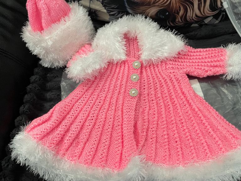 lovely pink and white swing coat 3-6 mths plus 1-2yrs 