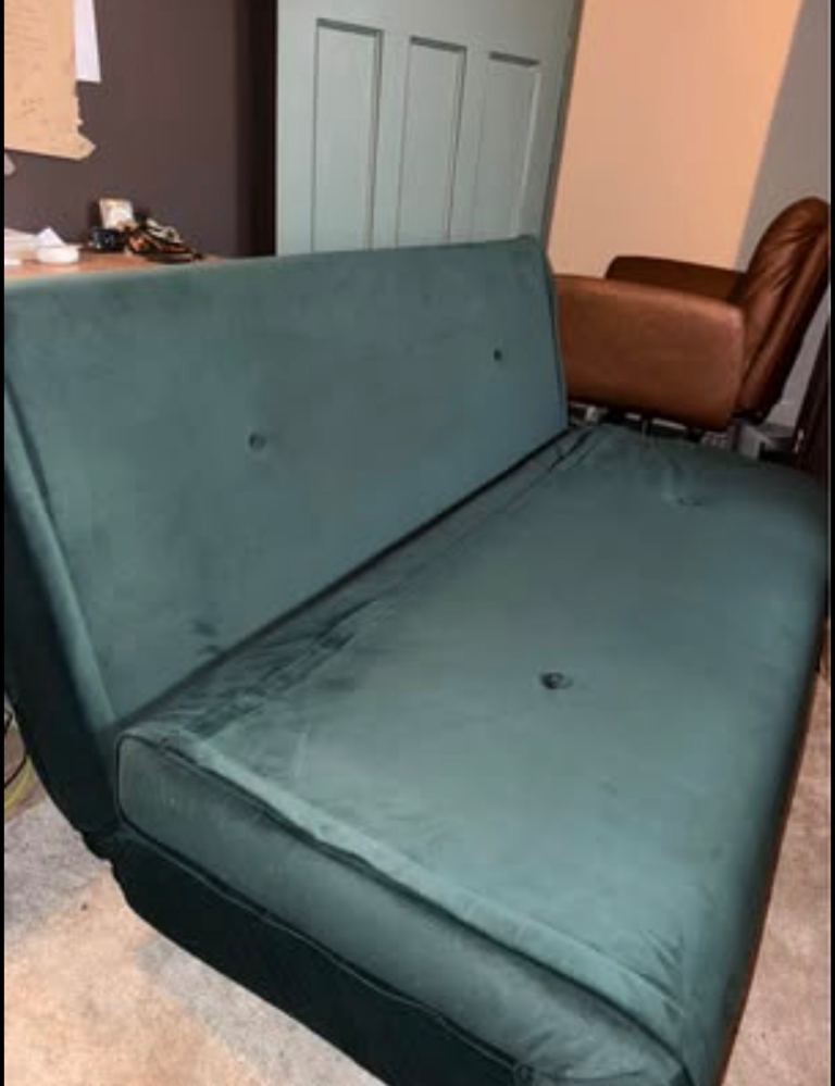Double sofa bed green velvet