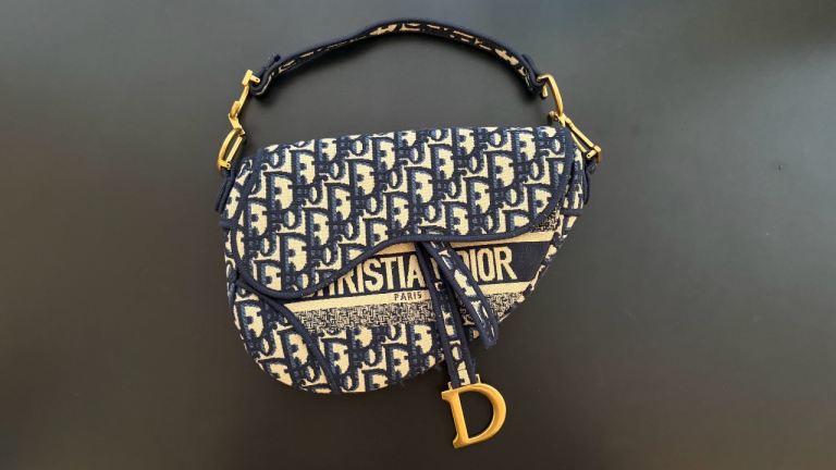 CHRISTIAN DIOR Saddle bag Blue Dior Oblique Embroidery Bag RRP £3050