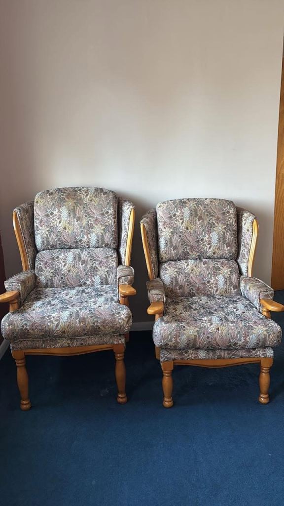 Two arm chairs & 3 settee sofa 