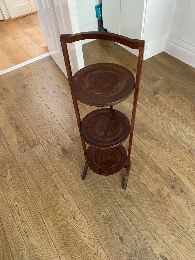 Wooden 3-Tier Folding Cake Stand – Good Condition
