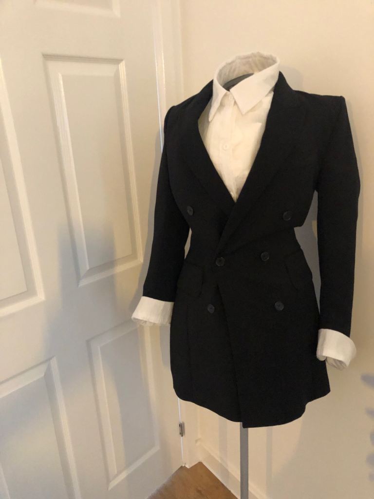 Stylish Black Double-Breasted jacket/ coat Dress 
