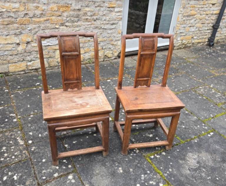 A pair of antique Chinese side chairs