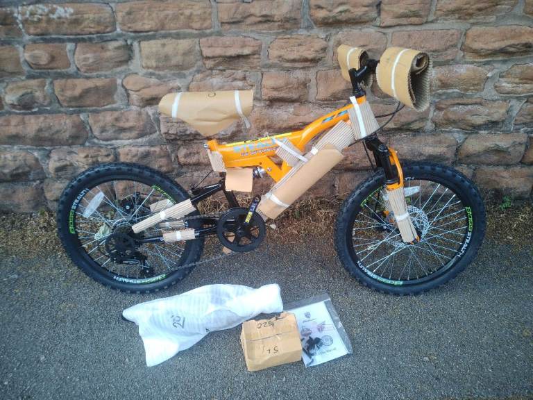 New Boss Stealth Junior Kids Full Suspension Disc Brake Mountain Bike - Orange - 20" Wheels