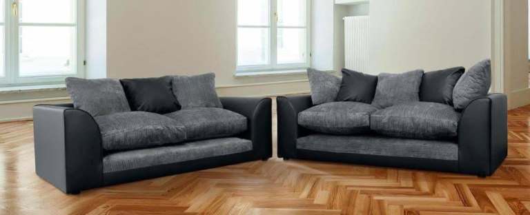 Pair of Grey Fabric Sofas 
