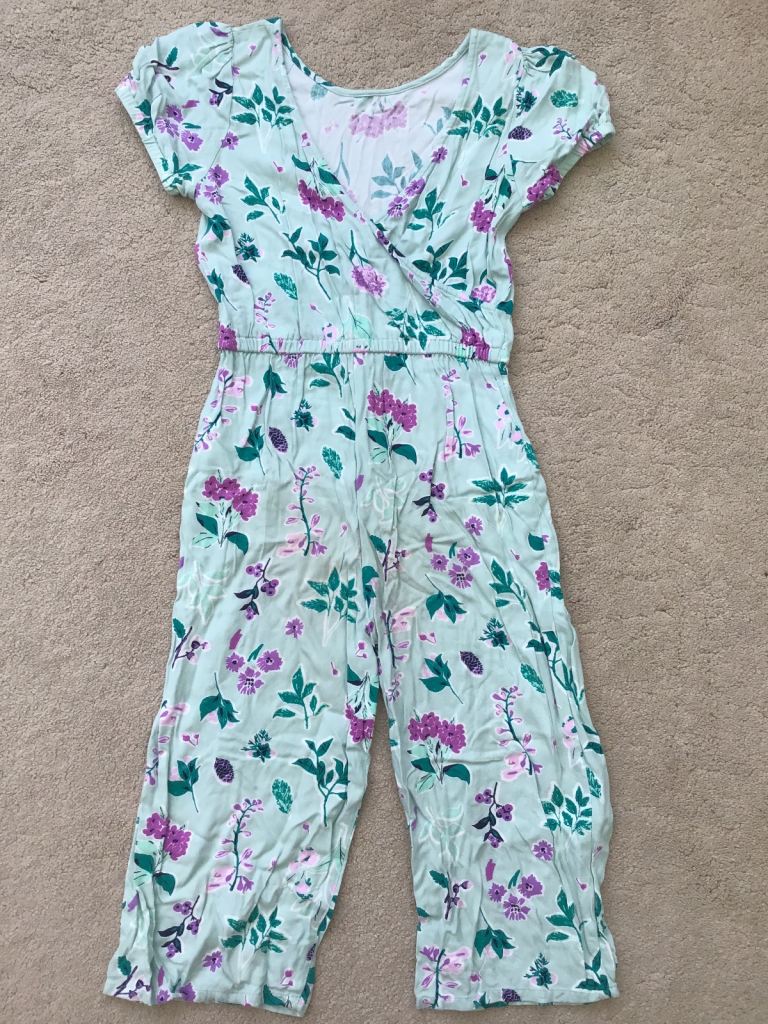 ‘Nutmeg’ Girls Blue Floral Reversible Jumpsuit, Ages 6-7 Years - New