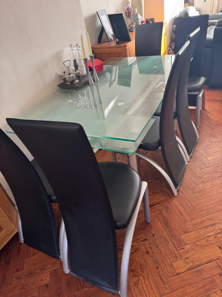 Glass dining table and chairs, £50.00 for Sale in Heathrow, London ...