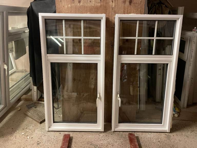 H 126.5 x W 66 cm - MATCHING PAIR - £80 EACH - MODERN ALUMINIUM DOUBLE GLAZED GEORGIAN WINDOWS