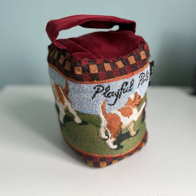 Decorative Fabric Door Stop with Embroidered Dogs – £6