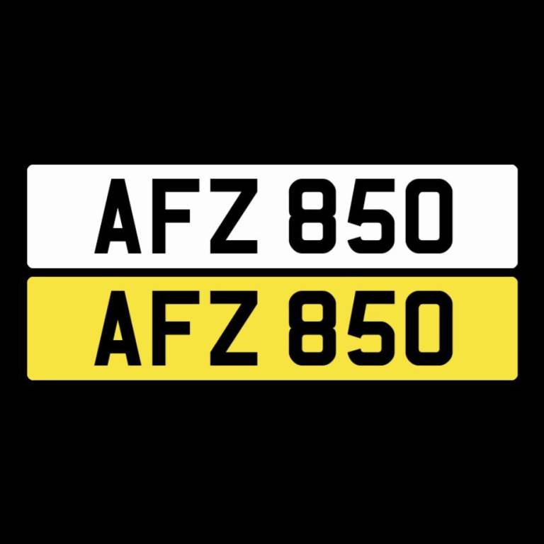 AFZ 850 - Dateless 3 digit NI Number Plate.