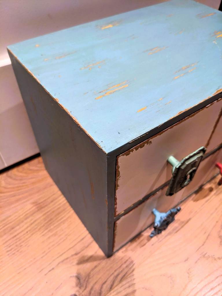 Handmade Vintage Indian Wooden Four-Drawer Storage Box