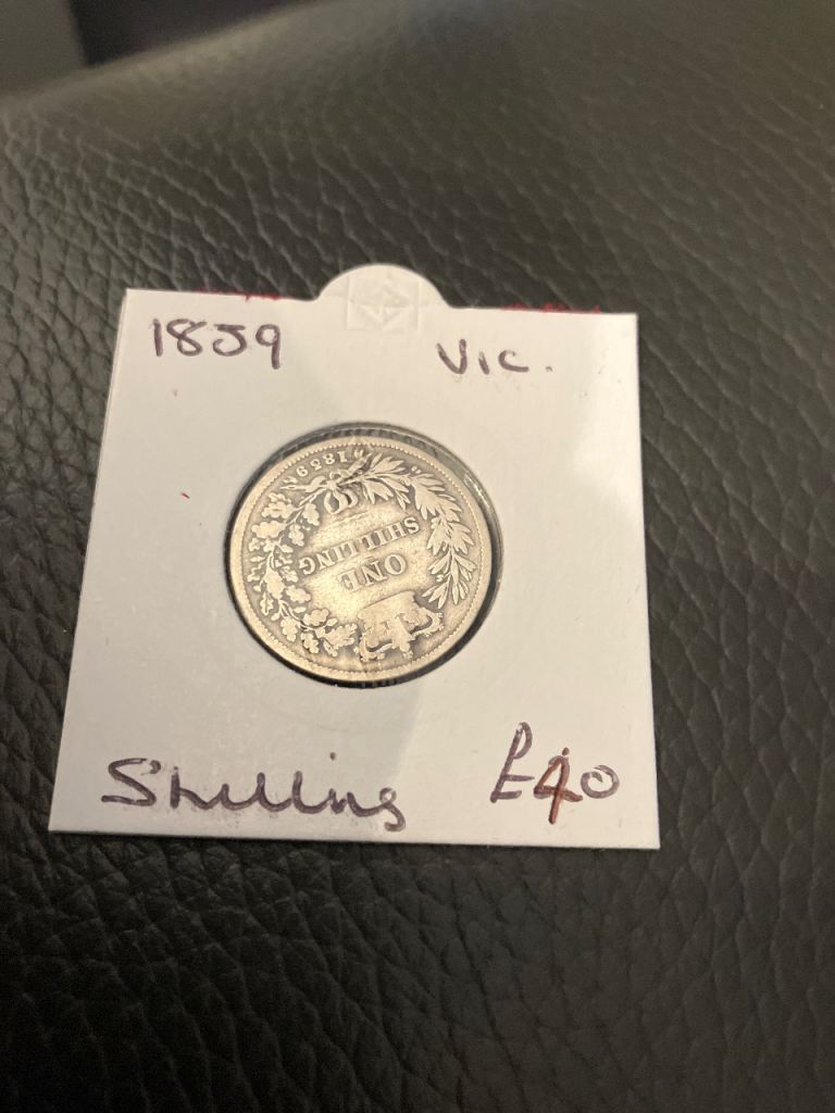 1859 Victoria silver shilling coin