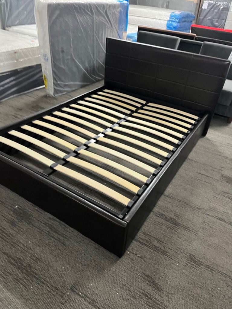 Chocolate Brown Faux Leather Double Ottoman Bed Frame 