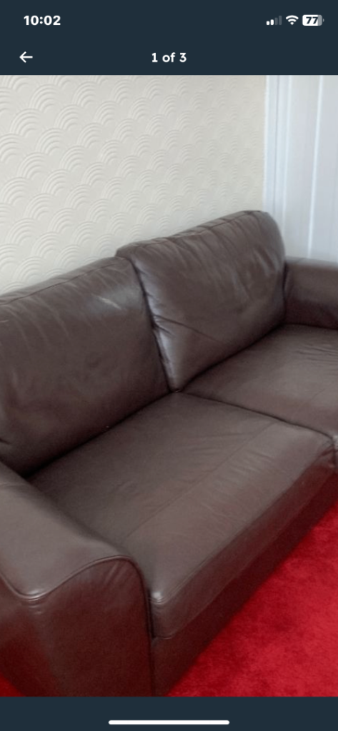 Next Brown Leather Sofa - Two Seater, Good Condition