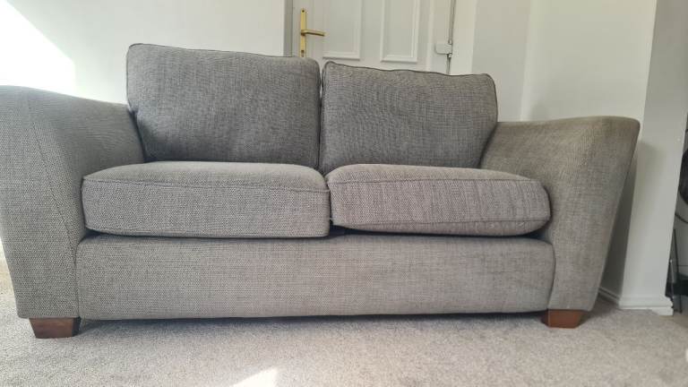 2 seater grey sofa couch fabric