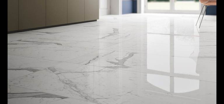 Click SPC-LVT Flooring With Built-in Underlay In Marble White Colour 56.16m2 available 