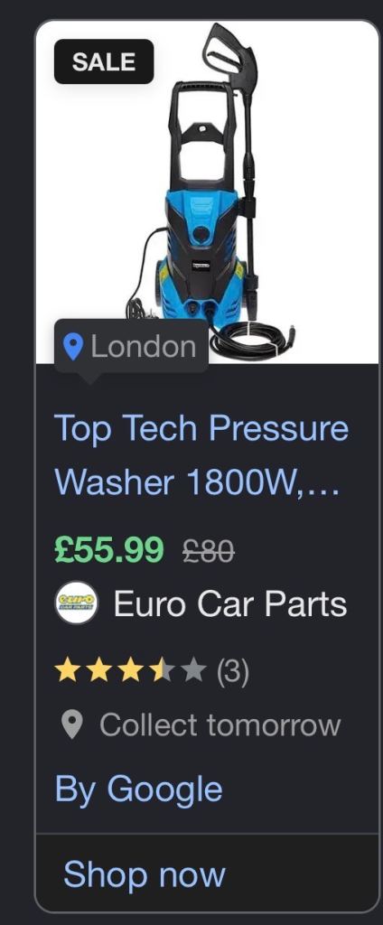 Top Tech 1800W Pressure Washer – Brand New, Blue