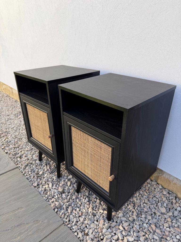 2 x Black Rattan Side Tables from Daals