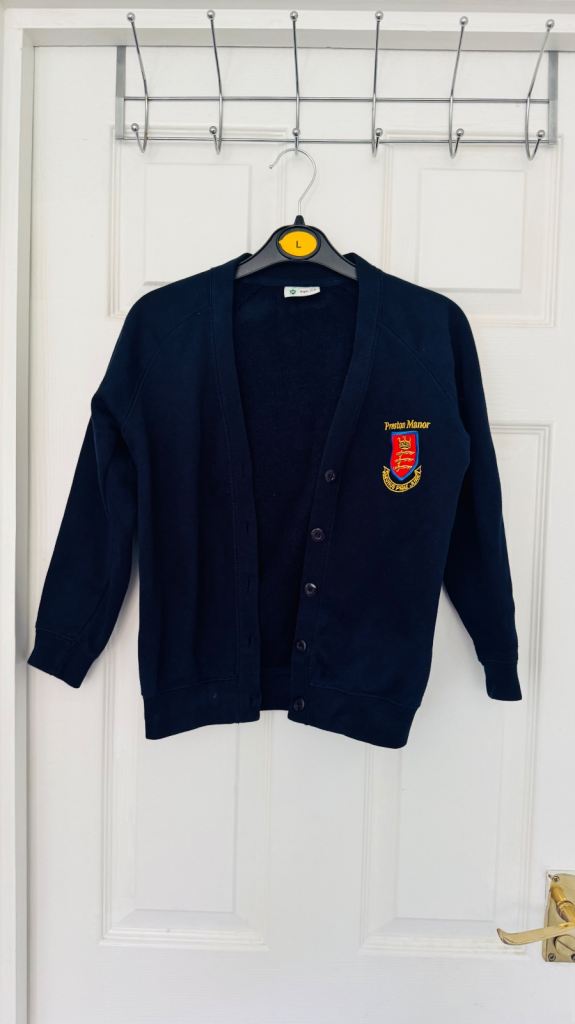 Preston Manor School Navy Cardigan - Girls 7-8 Years V-Neck