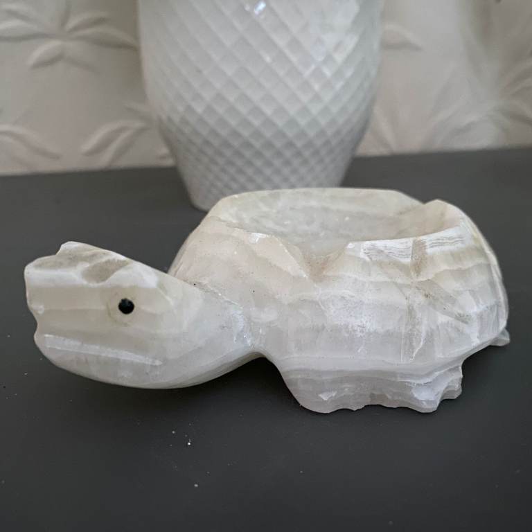 Vintage Alabaster Turtle Trinket Dish