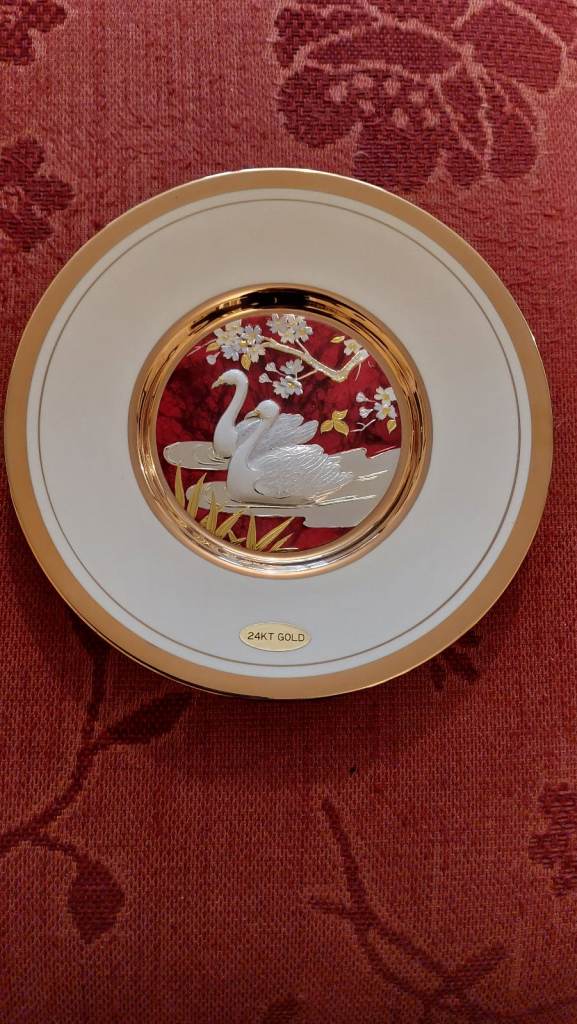 Chokin 8" 24kt gold edged plate 