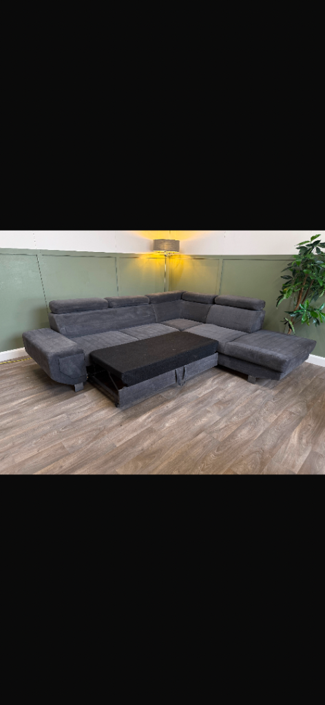 Grey Corner Sofa Bed with Storage – Good Condition