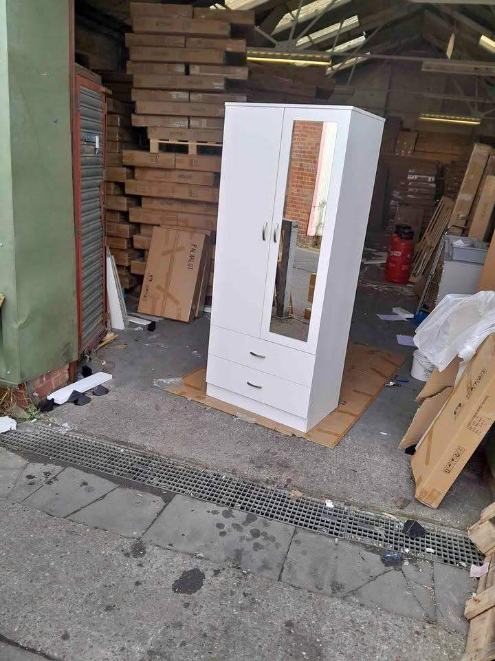White 2 Door Wardrobe with Mirrors and Drawers