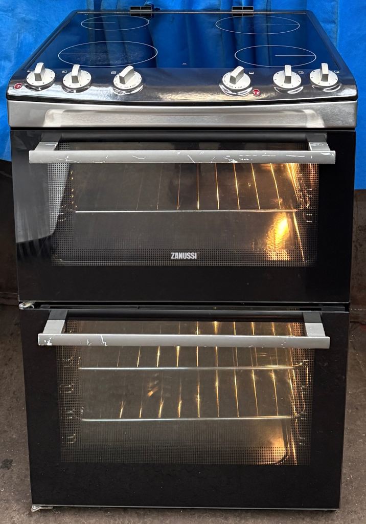Zanussi ZCV66060XE 60cm Double Oven Electric Ceramic Cooker- Black