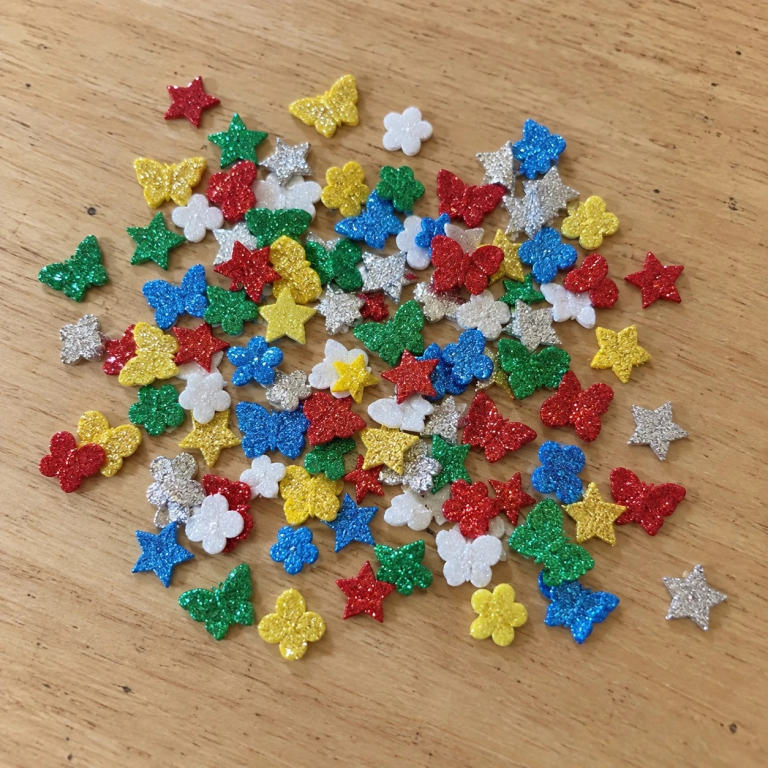 Glitter Foam Stickers 150 pcs Stars & Hearts Self-Adhesive Craft ...