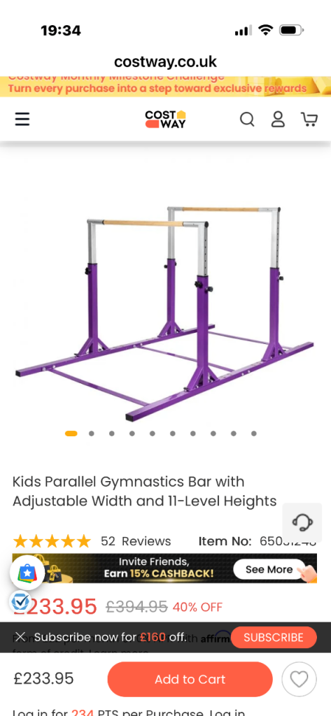 Brand new double gymnastics bars up to age 12