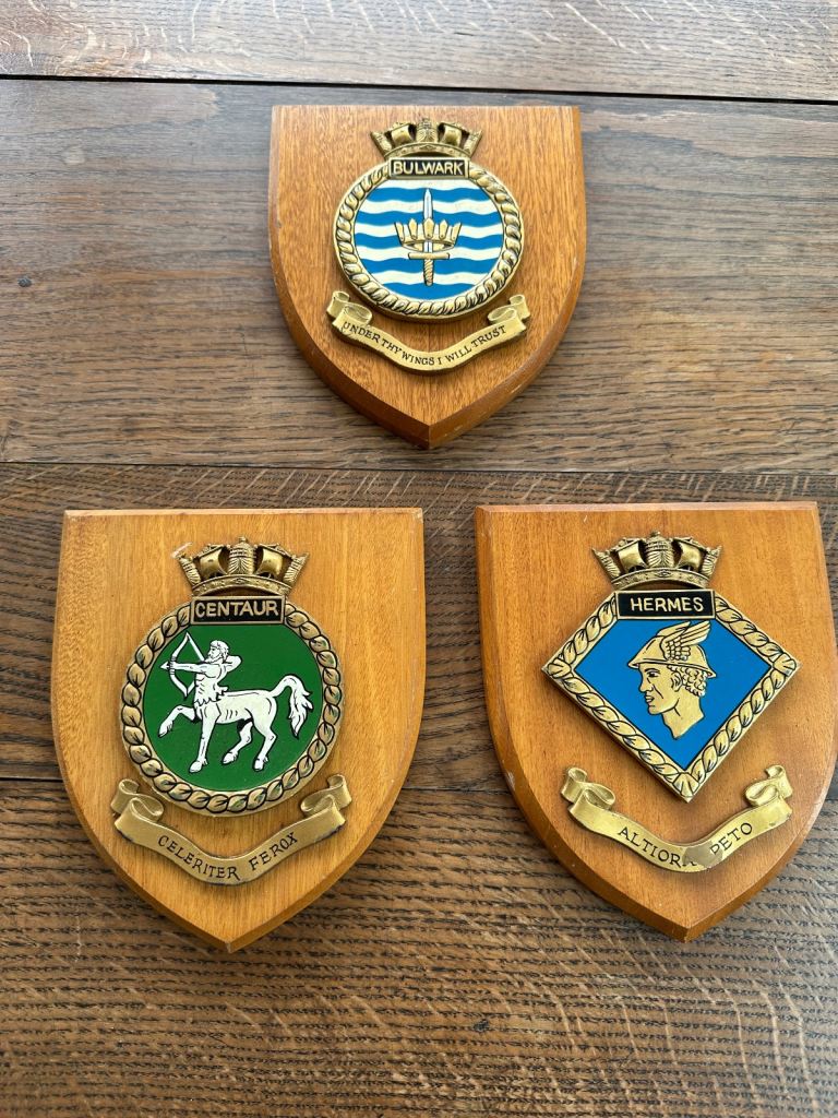 H M Ships Crests On Solid Wood Plaque 