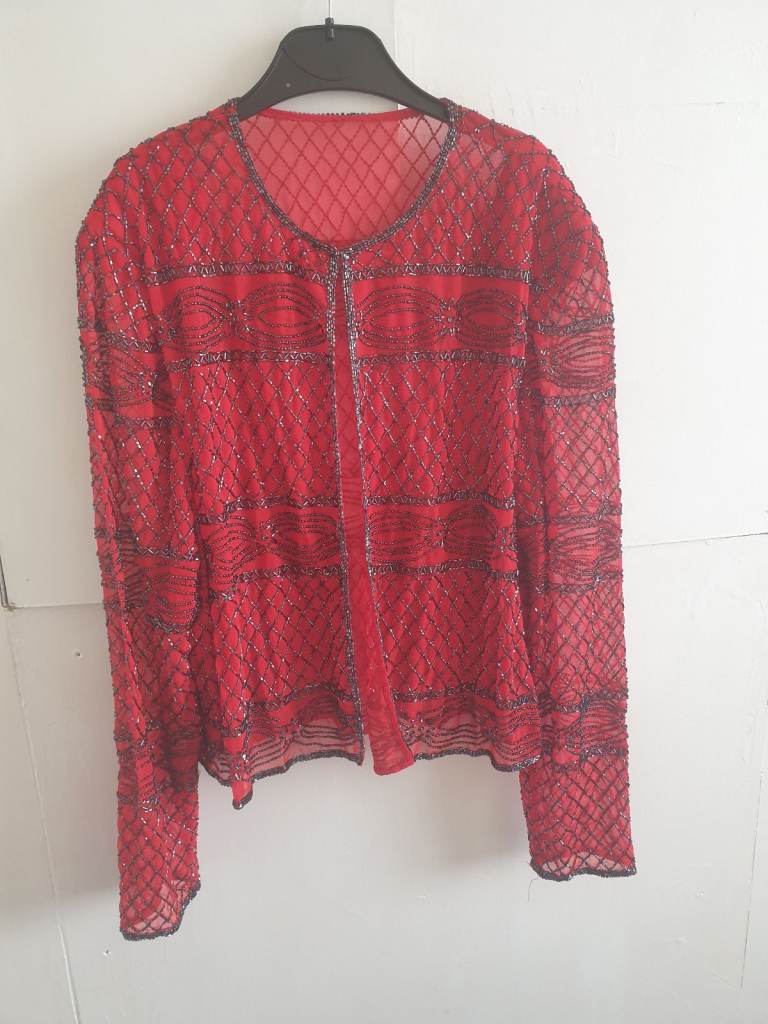  Ladies Black and Red Sequins Jacket