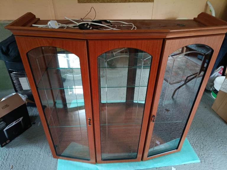 Wooden Display Cabinet with Glass Doors – Good Condition