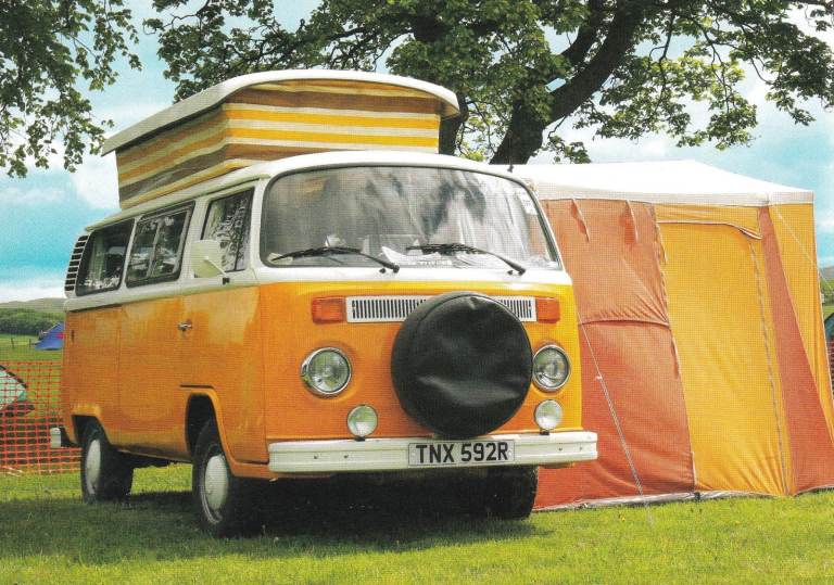 15. A framed magazine original featuring 1977 VW/Volkswagen Camper Reg TNX592R