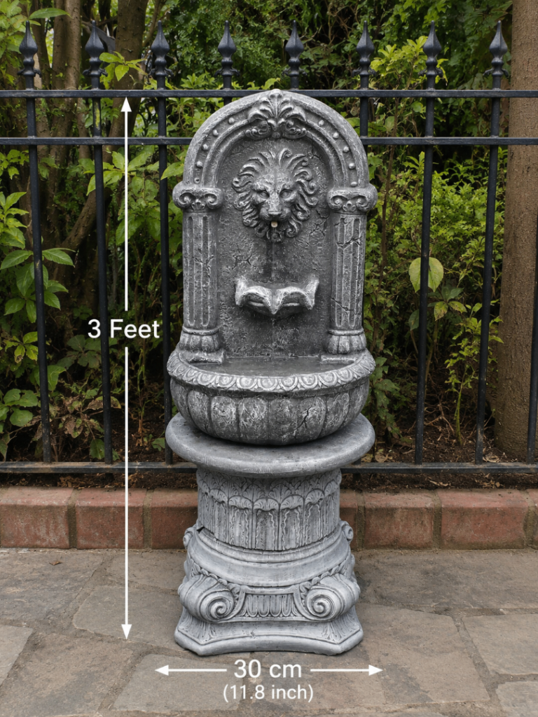 Garden Water Feature with Lion Head – 3ft Tall, Good Condition