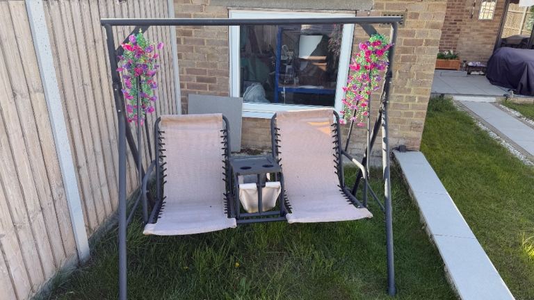 Swing Chair with centre table and storage section 