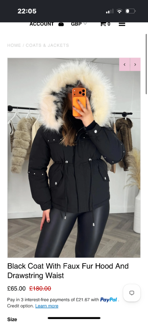 Black Parka Coat with Faux Fur Hood – As Good As New