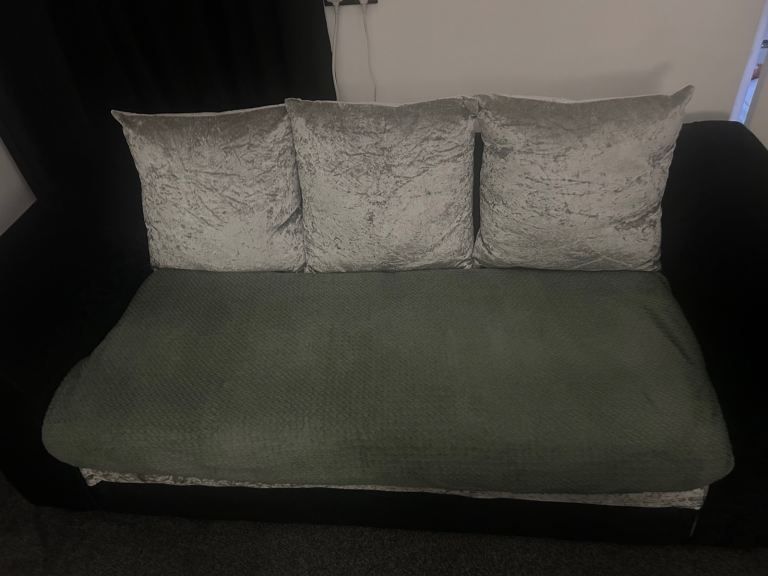 3 seater silver crush velvet sofa 