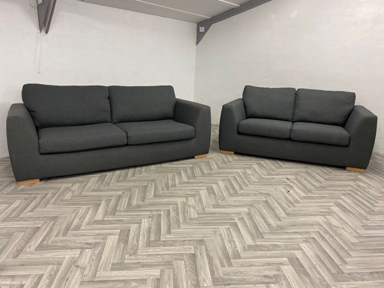 Next grey fabric 3 & 2 sofas suite 