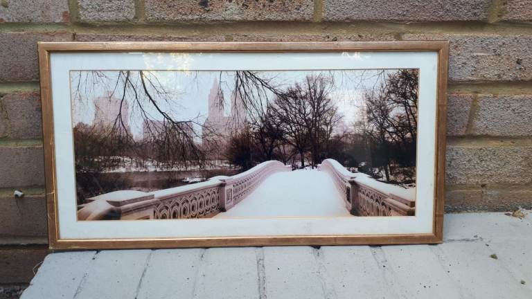 New York Wall Art, Winter Bridge and Trees Hang-on Picture, Home Decoration in Glass