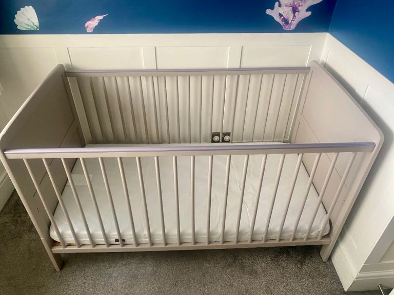 Baby elegance Travis baby cot bed with mattress- grey