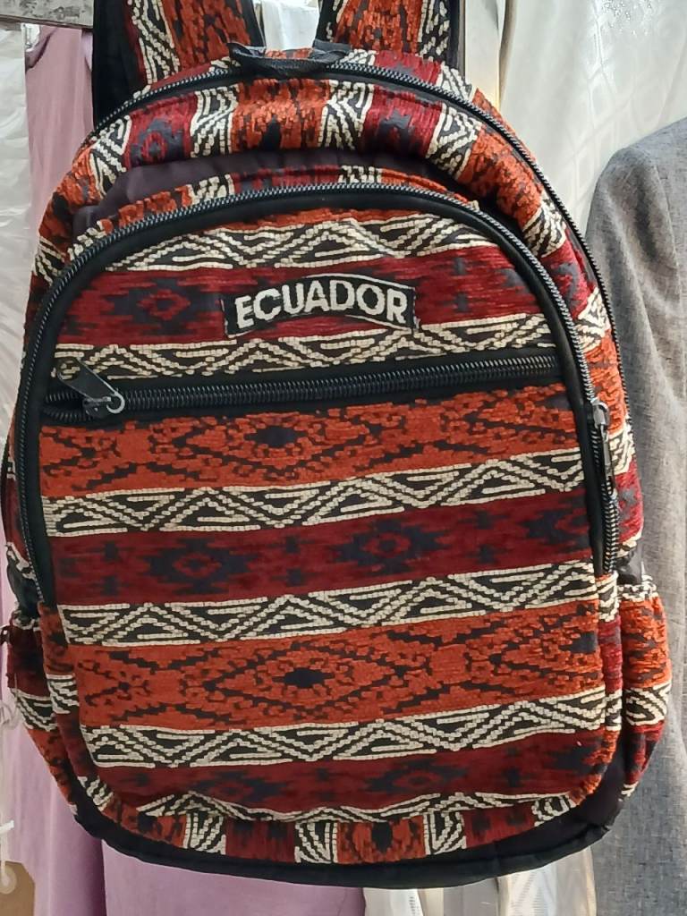 Ecuador Patterned Backpack - Brown and Orange Design