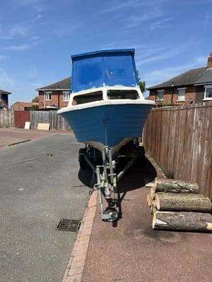 Blue Fishing Boat with Trailer – Project Ready
