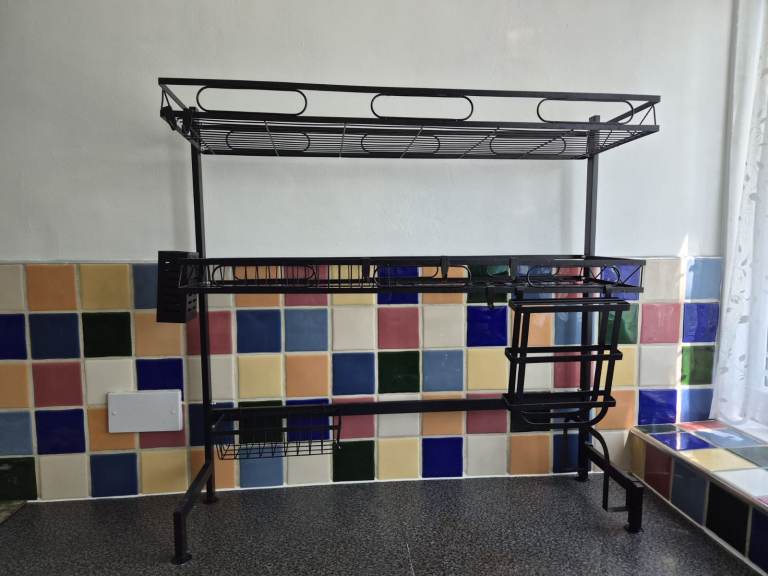 Black Metal Over-Sink Kitchen Storage Rack – Good Condition