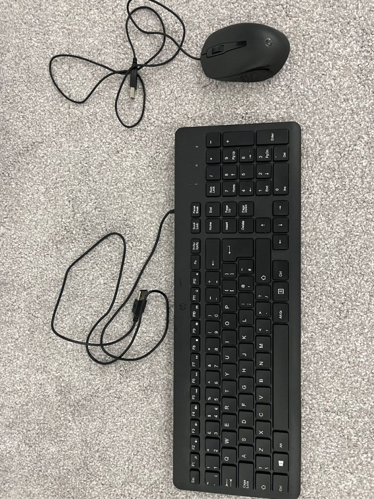 Black Wired Keyboard and Mouse Set – Good Condition