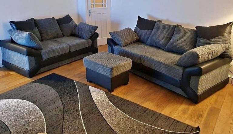 Best Deal Today | Dino Jumbo Cord & Leather Sofas - Corner & 3+2 Seater - ASAP Delivery