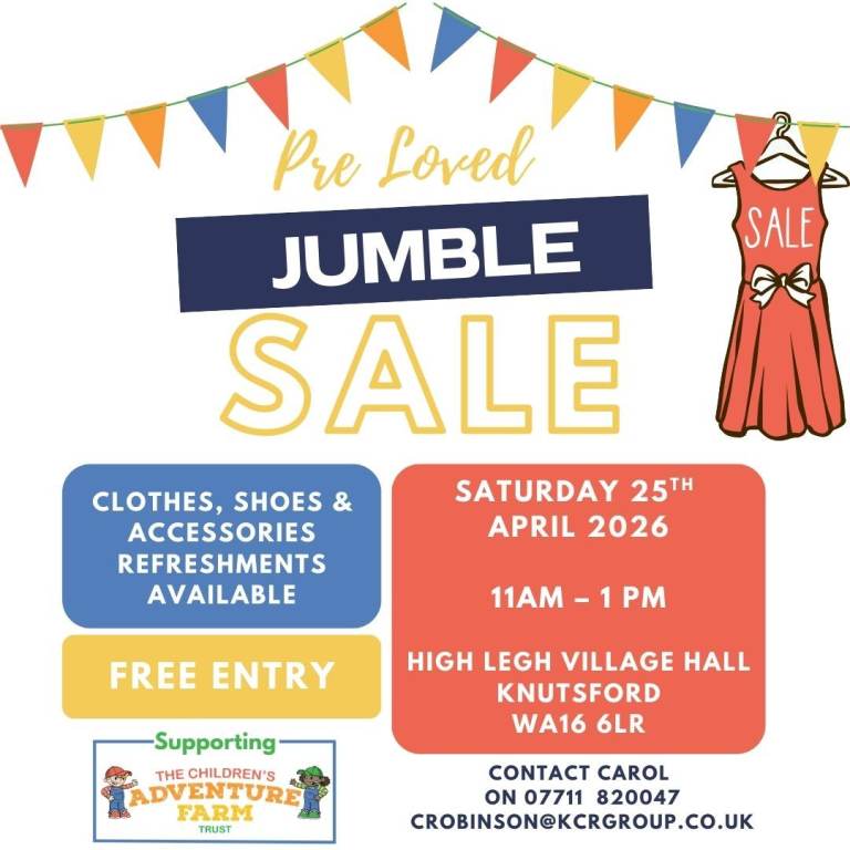 Pre-Loved Jumble Sale in aid of CAFT Charity - Saturday 25th April 2026